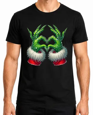 Produktbild von Grinch Hände Herz Glitzer Weihnachten Xmas Ugly Christmas Sweater Herren T-Shirt, Schwarz, M