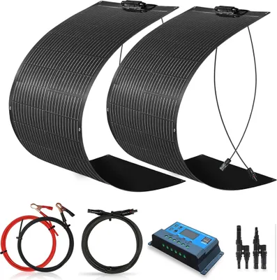 Obrázok produktu pre Súprava solárnych panelov WUZECK, 200W flexibilný dizajn, vrátane regulátora nabíjania 20A, 200W sada