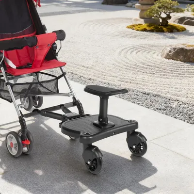Immagine prodotto di Piattaforma per passeggini - 2 in 1 seduta e in piedi - Adattatore universale - Seduta rimovibile - Per bambini dai 3 ai 6 anni - Nero