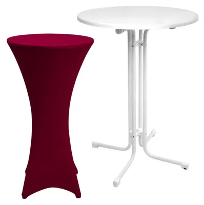 Produktbild von Beautissu Outdoor Stehtisch Sylt, klappbar, Ø80cm, Bordeaux, mit Husse