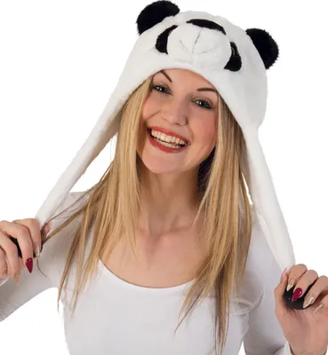 Produktbild von Panda Plüschmütze mit Ohren Mütze Tiermütze 58 Karneval Fasching Party Cosplay