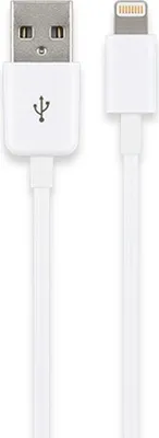 A white USB to Lightning cable is shown against a white background.