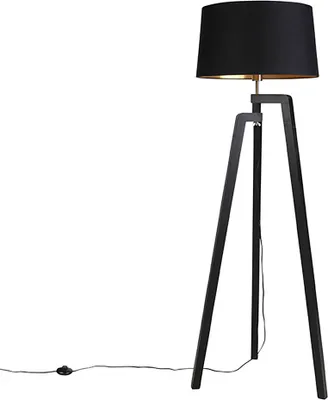 Produktbild von Smartes Stehlampenstativ mit Schirm Schwarz mit Gold 50 cm inkl Wif A60 Puros