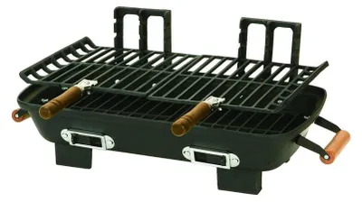 Zdjęcie produktu dla Grill Hibachi 18 cali - stal żeliwna BBQ - regulowane ruszty - 157 cali kwadratowych powierzchni gotowania - uchwyty drewniane - otwory wentylacyjne - grill