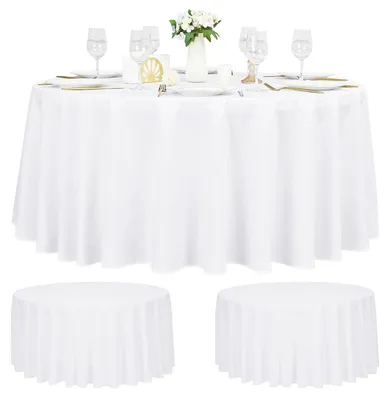 Obrázek produktu pro Kulatá ubrus, bílá, sada 2 kusů, průměr 229 cm, polyester, lze prát, voděodolná