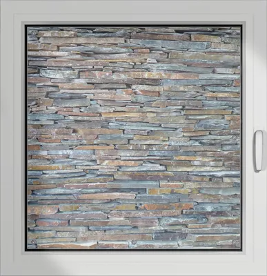 Produktbild von Wallario Lichtschutzbild, Dekorativer Sichtschutz Sonnenschutz 96 x 93 cm mit Motiv: Natursteinmauer in grau braun - Verdunklung ohne Bohren