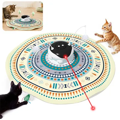 Produktbild von 4-in-1 Wiederaufladbares Katzen-Spielzeug,interaktives Versteckspielzeug mit Geräuschen, beweglicher Feder, und Kickball,für alle Katzenrassen