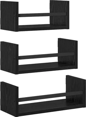 Produktbild von vidaXL Wandregal-Set mit Regal 3 pcs Schwarz Eichen-Optik 40x16x14cm