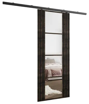 Produktbild von KIER FURNITURE Schiebetür Komplettset EMPI Sliding Door, Raumteiler Schiebetür Esche Dunkel 96x205x1,6 cm