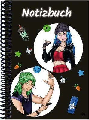 Produktbild von A 4 Notizbuch Manga Quinn und Enora, schwarz, blanko
