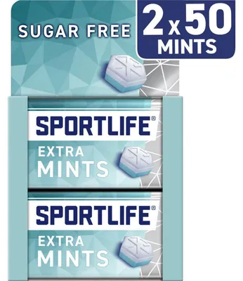 Produktbild von Sportlife Extramint zuckerfreie Minzbonbons, 2x70 g Pack