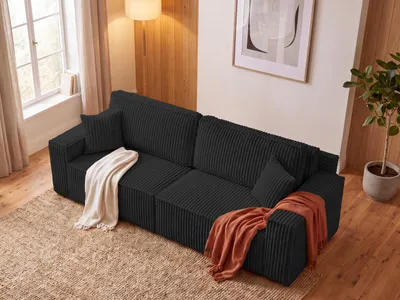 Produktbild von BroMARKT Sofa mit Schlaffunktion BELIO 200x138 cm Couch mit Bettkasten Schwarz