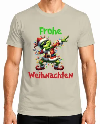 Produktbild von Frohe Weihnachten Dabender Grinch Weihnachtsmann Dabbing Nikolaus Herren T-Shirt, Natur, XXL