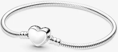 Image de Bracelet Pandora Moments pour femme avec fermoir en forme de cœur gravable et maillons serpent 599206C00, tour de poignet : 20 cm