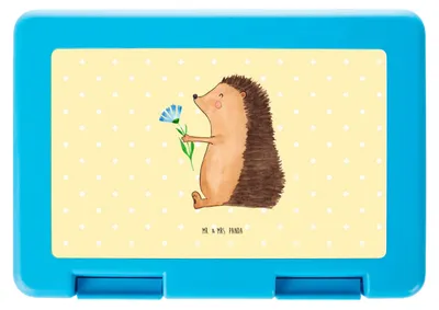 Produktbild von Mr. & Mrs. Panda Snackbox Igel Blumen - Gelb Pastell - Geschenk, Lustige Sprüche, Frischhaltedose, Krankheit, Vesperbox, Genesungswünsche, Gute Besserung, Besuch