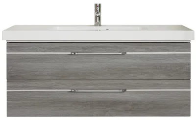 Produktbild von Pelipal Badmöbel-Set Balto Sprint BxHxT 123,4 x 48 x 49 cm Frontfarbe graphit struktur quer mit Waschtisch Mineralmarmor