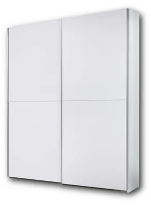 Produktbild von Stella Trading PULS Eleganter Kleiderschrank mit viel Stauraum - Vielseitiger Schwebetürenschrank in weiß, schachbrett weiß - 170 x 195 x 58 cm