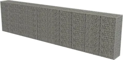 Produktbild von vidaXL Gabionenwand mit Abdeckung Verzinkter Stahl 600×50×150 cm