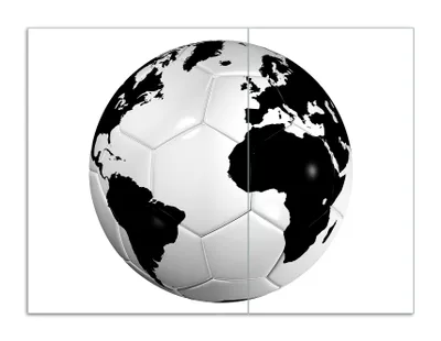 Produktbild von Wallario Herdabdeckplatte aus Glas, Größe 70 x 52 cm 2-teilig, Motiv Planet Fußball