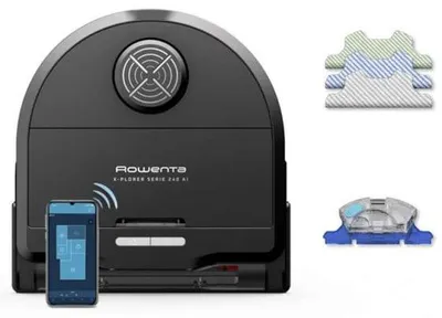 Zdjęcie produktu dla Rowenta X-Plorer RR9675, Bez worka, Czarny, Kształt D, Ładowanie, 65 dB, 0,35 l