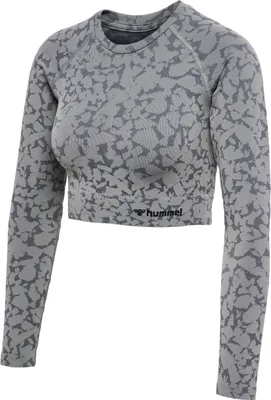 Produktbild von hummel hmlMT PI Seamless Cropped Funktionsshirt Damen 2858 - sharkskin XL