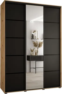 Produktbild von MEBLE KRYSPOL Davos 5 Schrank, drei Türen - 235,2x170x45 cm - Artisan Schwarz Schwarz