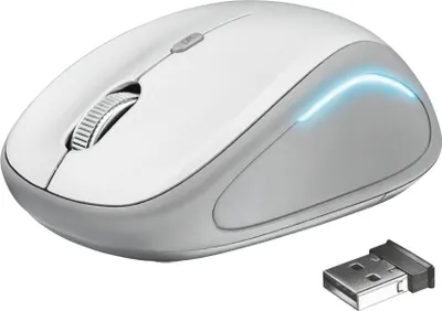 Produktbild von Trust Yvi FX, Beidhändig, Optisch, RF Wireless, 1600 DPI, Grau, Weiß