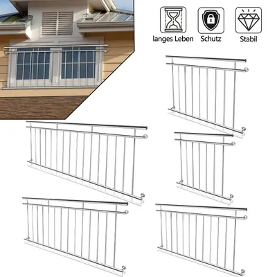 Obrázok produktu pre Nerezové zábradlie pre francúzsky balkón, 225x90 cm, terasové zábradlie, balkónové zábradlie, zábradlie z tyčí, zábradlie pre balkón, balkónové mreže, zábradlie pre okná
