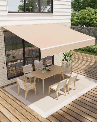 Produktbild von Gelenkarmmarkise 400 x 250 cm, UV40+ & wasserabweisend, mit Kurbel & Wandhalterung Länge + Winkel einstellbar, Markise für Terrasse & Balkon, Sonnenschutz Balkonmarkise Gelenkmarkise