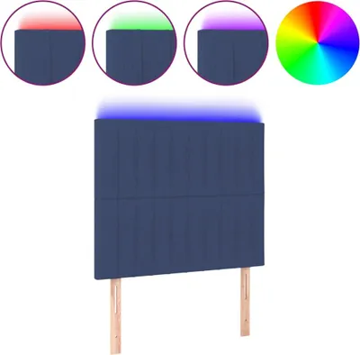 Produktbild von vidaXL LED Kopfteil Blau 100x5x118/128 cm Stoff