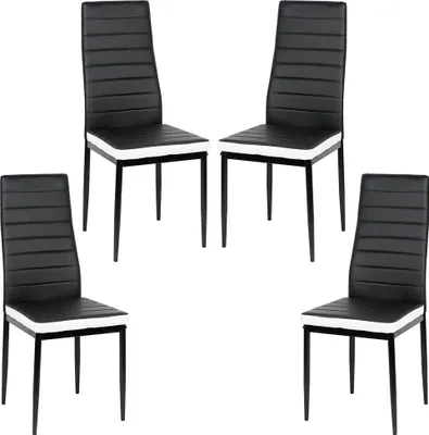 Produktbild von Esszimmerstühle 4er-set. Kunstleder schwarz+weiß