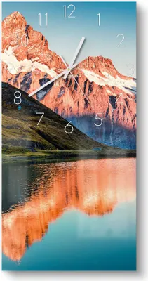 Produktbild von DEQORI Glasuhr 30x60 cm Zahlen 'Bachalpsee vor Alpen' Wanduhr Glas Uhr Design leise