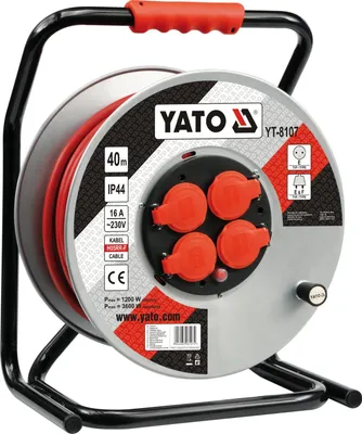 Obrázok produktu pre Yato YT-8107, Čierna, Šedá, Červená, Polyvinylchlorid (PVC), 4 AC zásuvky/AC zásuviek, Typ E, Typ E, Priamy