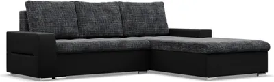 Produktbild von Rechts Ecksofa mit Schlaffunktion Aurora, Schwarz + Schwarz