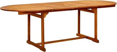 Productafbeelding van Eettafel, ovaal, uitschuifbaar, tuintafel, balkon tafel, houten tafel, tuintafel, hout (160-240) x 100 x 75 cm, massief acaciahout