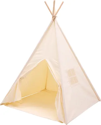 Image de Sunny Vera Tente Tipi Chambre Enfant, Crème | Coton Naturel | Tente De Jeu Avec Tapis De Sol Inclus | Dimensions 110 X 110 X 160 Cm | A Partir De 3