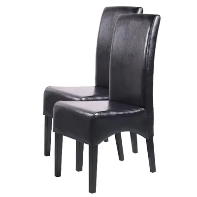 Produktbild von 2er-Set Esszimmerstuhl Küchenstuhl Stuhl Latina, LEDER  schwarz, dunkle Beine