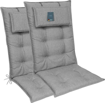 Produktbild von LILENO HOME Gartenstuhl Auflagen als [2er Set - Hochlehner] in Silber - bequeme Liegen als Sitzauflagen für Gartenmöbel - Stuhlkissen für Gartenstühle und Klappstühle MAR