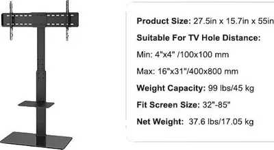 Obrázek produktu pro Držák na TV stojan, nastavitelná výška, otočný úhel pohledu, 32-85 palců