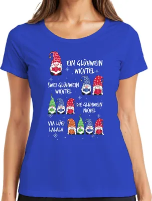 Produktbild von Glühwein Wichtel Gnome Elf Lustig - Weihnachten Weihnachtsgeschenk Christmas Damen T-Shirt, Blau, XXL