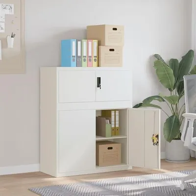 Productafbeelding van Archiefkast, afsluitbaar, kantoorkast, witte metalen kast, stalen kast, gereedschapskast, metalen kast, afsluitbare archiefkast, metalen kast, 90 x 40 x 110 cm