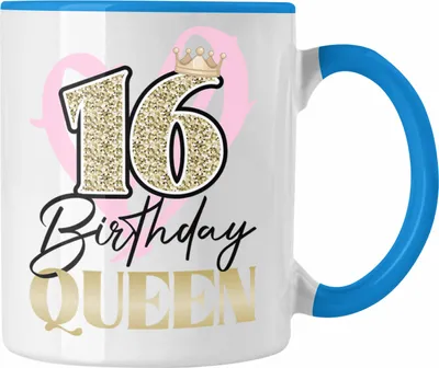 Produktbild von Trendation - 16. Geburtstag Tasse Geschenk Mädchen Geschenkidee Lustig Spruch 16 Geschenke Geschenkideen zum 16 Bday 16er Tochter Kaffeetassen (Blau)