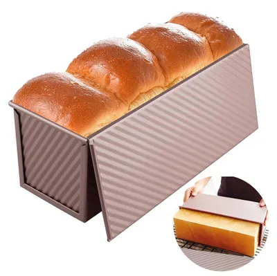 Productafbeelding van Broodvorm voor toast, met deksel, 1000g, koolstofstaal, rosékleur, 32x12x12 cm
