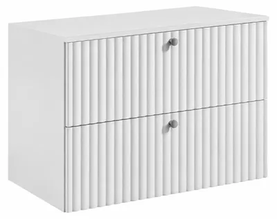 Imagen del producto de Mueble de baño suspendido con encimera, blanco, + encimera blanca, tiradores en tres colores, 80 x 44,4 x 58,6 cm, Imagen generada por IA