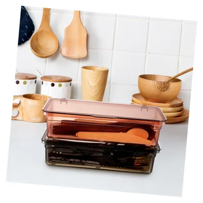 Produktbild von Kunststoff Besteckkasten 2er Set mit Deckel und Abtropfschale für Schubladen und Schränke