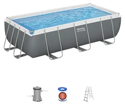 Produktbild von Aufstellpool Bestway Steel Pro Max, 404 x 201 x 100 cm, Rechteckig, Mit Kartuschenfilter und Leiter