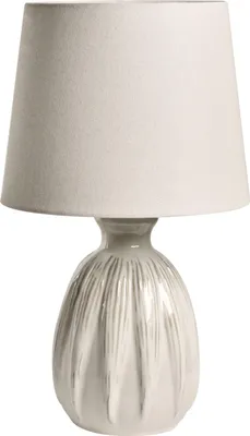 Obrázek produktu pro BELIANI Stolní lampa světle béžová keramická základna lněné stínidlo buben skandinávský moderní styl obývací pokoj ložnice