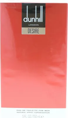 A close-up of a red Dunhill Desire for Men Eau de Toilette box.