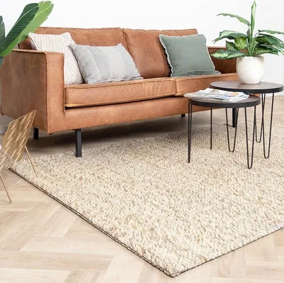 Image de Volero - Tapis en laine - Melange Crème/Marron Mélangé - 200x290 cm