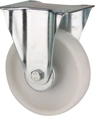 Obrázek produktu pro Pevné kolečko s polyamidem, s podložkou a hladkou osou, bílé, max. nosnost 130 kg, Ø 8 cm